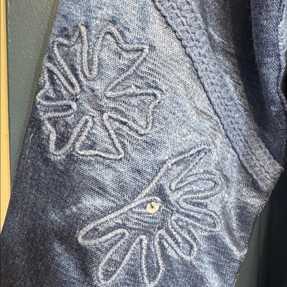 Vintage Embroidered Denim Jacket Floral Beaded Boho Blazer Small - Picture 3 of 7